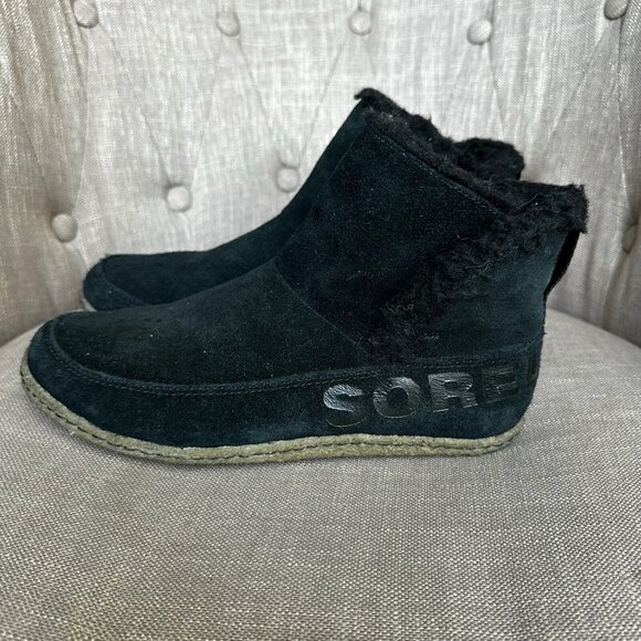 Sorel Nakiska Boot Womens Sz 8.5 Black Slip on Low Winter Snow Ankle Bootie - Picture 6 of 10